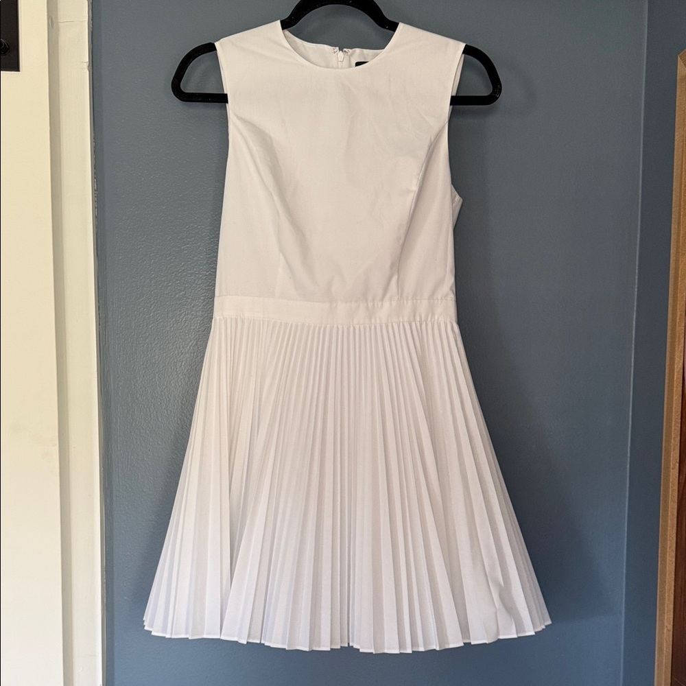Theory Elegant White Pleated Dress